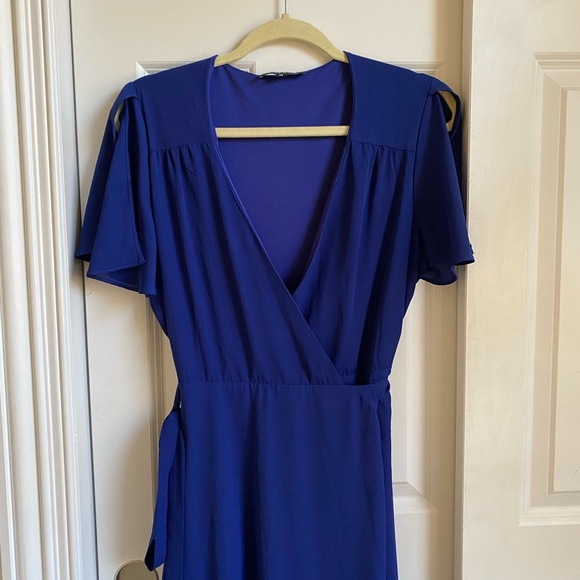 Lulu’s Rise to the Occasion Royal Blue Midi Wrap Dress - Picture 9 of 10